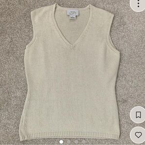 LOFT Women's V-Neck Sleeveless Sweater - Cream